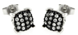 sterling silver black and silver rhodium plated small cz post earrings