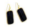 sterling silver gold plated rectangular black cz hook earrings