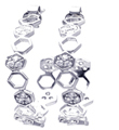 wholesale silver hexagon cz round j hook stud earrings