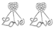 wholesale silver love heart cz rake earrings