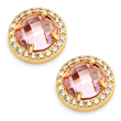 sterling silver gold plated pink center outline cz stud earrings