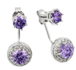 wholesale sterling silver purple cz cluster earrings