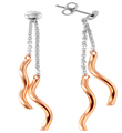 sterling silver rose gold plated twirl sticks earrings