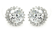 sterling silver rhodioum plated round center sun cz stud earrings