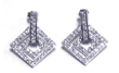 wholesale sterling silver cz rectangular stud earrings