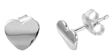 wholesale silver flat heart shaped stud earrings
