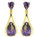 sterling silver rose gold rhodium plated purple teardrop cz stud earrings