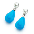 wholesale sterling silver teardrop torquoise cz stud earrings