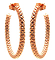 sterling silver rose gold plated italian weave hoop earrings