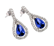 wholesale silver channel set blue teardrop cz stud earrings