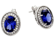 wholesale silver round blue cz stud earrings