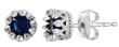 wholesale silver crown blue cz earrings