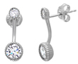 wholesale silver double cz drop earrings