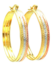 sterling silver gold and silver and bronze rhodium plated cz hoop earrings