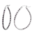 wholesale silver round black cz hoop earrings