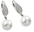 sterling silver rhodioum plated marquise cz pearl leverback earrings