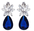 wholesale silver blue and marquise cz stud earrings