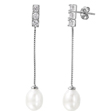 wholesale silver heart chain pearl cz stud earrings