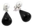 wholesale silver black synthetic pearl small round cz stud earrings