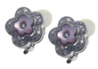 wholesale silver pink flower cz hoop earrings
