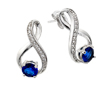 wholesale silver round blue round ribbon channel set cz stud earrings