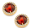 sterling silver gold plated red center outline cz stud earrings
