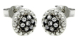 sterling silver black and silver rhodium plated round cz stud earrings