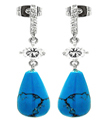 wholesale sterling silver micro pave cz teardrop turquoise stud earrings