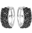 sterling silver black rhodium and rhodium plated black cz three hoop earrings