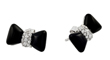 wholesale silver black enamel bow tie earrings
