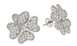 wholesale silver heart clover cz stud earrings