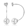 wholesale silver pearl clover earrings