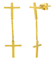 sterling silver gold plated double cross earrings