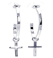 wholesale sterling silver cross cz hoop earrings