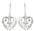 wholesale silver small round cz heart filigree earrings