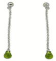 wholesale silver green cz chain stud earrings