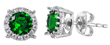 wholesale silver green cz halo stud earrings