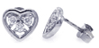 wholesale silver three round cz heart post earrings