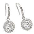 sterling silver rhodioum plated round center cz hook earrings
