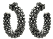 sterling silver black rhodium plated italian crescent stud earrings