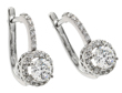 sterling silver rhodioum plated round center cz leverback earrings