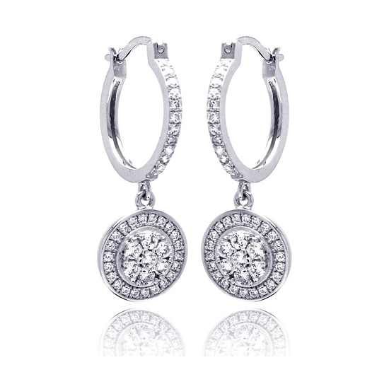 wholesale sterling silver micro pave round cz wire hoop earrings