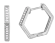 wholesale silver thin octagon cz hoop earrings