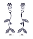 wholesale silver leaf marquise pearl cz stud earrings