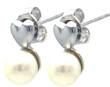 sterling silver heart rhodium plated synthetic pearl stud earrings