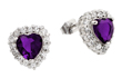 wholesale silver purple heart cz stud earrings