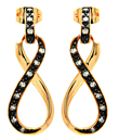 sterling silver black and gold rhodium plated ribbon cz earrings