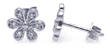wholesale silver round flower cz post earrings