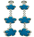wholesale sterling silver graduated torquoise flower cz wire stud earrings
