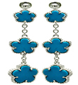wholesale sterling silver graduated torquoise flower cz wire stud earrings
